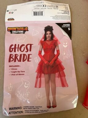 Spooktacular Creations Ghost Bride Halloween Costume Dress Gloves Veil Small